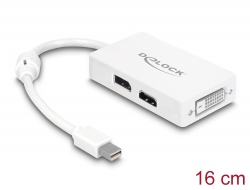 61768 Delock Adapter mini DisplayPort 1.1 męski > DisplayPort / HDMI / DVI żeński pasywne biały