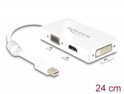 62630 Delock Adapter mini DisplayPort 1.1 muški > VGA / HDMI / DVI ženski pasivni bijela