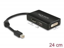 62623 Delock Adaptor mini DisplayPort 1.1, tată > DisplayPort / HDMI / DVI mamă, pasiv, negru