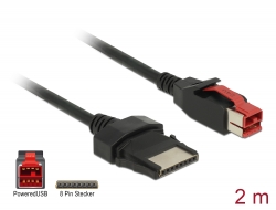 85478 Delock PoweredUSB-kabel hane 24 V > 8 stift hane 2 m för POS-skrivare och terminaler