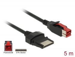 85481 Delock PoweredUSB Kabel Stecker 24 V > 8 Pin Stecker 5 m für POS Drucker und Terminals
