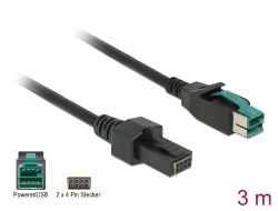 85484 Delock Cablu PoweredUSB tată 12 V > 2 x 4 pin tată 3 m pentru imprimantele și terminalele POS