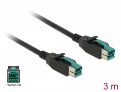 85494 Delock Cablu PoweredUSB tată 12 V > PoweredUSB tată 12 V 3 m pentru imprimantele și terminalele POS