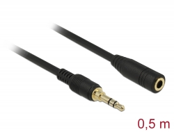 85574 Delock Produžni kabel stereo priključka 3,5 mm 3-zatični muški na ženski 0,5 m crni