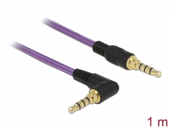85611 Delock Conector de Cable Estéreo de 3,5 mm de 4 pines macho > macho en ángulo 1 m violeta