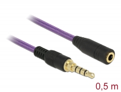 85622 Delock Verlängerungskabel Audio Klinke 3,5 mm Stecker / Buchse 4 Pin 0,5 m violett