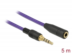 85626 Delock Verlängerungskabel Audio Klinke 3,5 mm Stecker / Buchse 4 Pin 5 m violett
