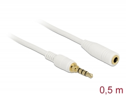 85628 Delock Cable de extensión para conector estéreo de 3,5 mm de 4 pines macho a hembra de 0,5 m blanco