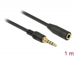 85629 Delock Stereo Jack prodlužovací kabel 3,5 mm 4 pin samec na samici 1 m černý