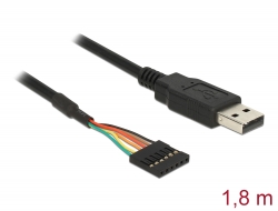 83784 Delock Konverter USB 2.0 Stecker > TTL 6 Pin Pinheader Buchse 1,8 m (5 V)