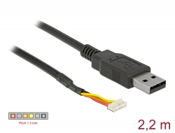 84957 Delock Konverter USB 2.0 Stecker > TTL 6 Pin WR-WTB 2,2 m (3,3 V)