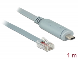 89893 Delock Adaptér USB 2.0 Type-C™ samec > 1 x Serial RS-232 RJ45 samec 1,0 m šedá