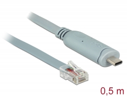 89917 Delock Αρσενικός αντάπτορας USB 2.0 Τύπου-C > 1 x αρσενικό σειριακό RS-232 RJ45 0,5 m γκρί