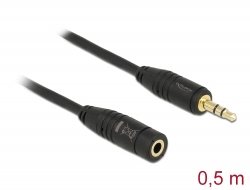 83762 Delock Stereo Jack Extension Cable 3.5 mm 3 pin male > female 0.5 m black