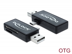 91731 Delock Micro USB OTG čtečka karet + USB A samec