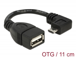 83104 Delock Cablu USB 2.0 OTG Tip Micro-B tată în unghi la Tip-A mamă 11 cm