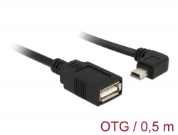 83356 Delock Kabel USB mini Stecker gewinkelt > USB 2.0-A Buchse OTG 50 cm