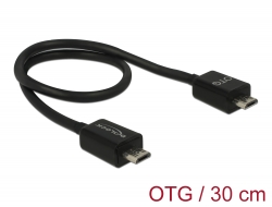 83570 Delock Tápfeszültség-megosztó kábel Micro USB-B dugó > Micro USB-B dugó OTG