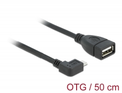 83271 Delock Kabel USB micro-B Stecker > USB 2.0-A Buchse OTG 50 cm gewinkelt