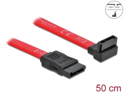84220 Delock Cable SATA de 3 Gb/s recto hacia arriba en ángulo de 50 cm rojo