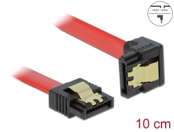 83976 Delock SATA 6 Gb/s Cable straight to downwards angled 10 cm red