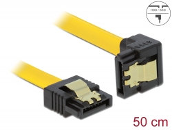 82479 Delock Kabel SATA, 3 Gb/s, přímý na pravoúhlý dolů, 50 cm, žlutý
