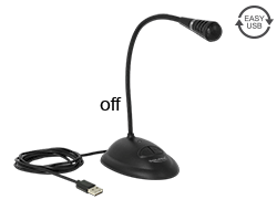 65871 Delock Mikrofon USB na wysięgniku ze statywem i przyciskiem mute oraz przyciskiem on / off