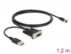 62875 Navilock Connection Cable M8 female waterproof > DB9 female RS-232 1.2 m