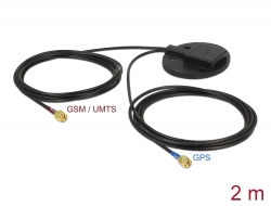 89489 Navilock Multiband GNSS UMTS GSM LTE SMA  28 dBi / 2 dBi 2 x 2 m RG-174 Antenna omnidirectional mounting plate
