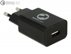 62968 Navilock Chargeur 1 x USB type A avec Qualcomm® Quick Charge™ 3.0 noir