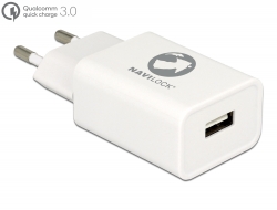 62969 Navilock Chargeur 1 USB Type-A avec Qualcomm® Quick Charge™ 3.0, blanc