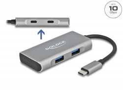 63260 Delock Externí rozbočovač USB 10 Gbps USB Type-C™ se 2 x USB Typu-A a 2 x USB Type-C™