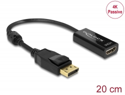 62609 Delock Adaptor DisplayPort 1.2, tată > HDMI mamă, 4K, pasiv, negru