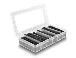 20910 Delock Heat shrink tube assortment box, dual wall with inside adhesive, shrinkage ratio 3:1, black 122 pieces