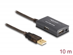 82748 Delock USB 2.0 förlängningskabel 10 m aktiv med 4 portars hubb