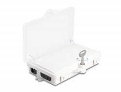 87899 Delock Caja de distribución de fibra óptica para interiores y exteriores IP65 impermeable con cerradura de 2 puertos blanca