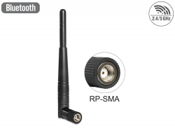 88461 Delock WLAN 802.11 ac/a/h/b/g/n antenna RP-SMA-dugó 3 dBi mindenirányú, dönthető csatlakozással (fekete színű)