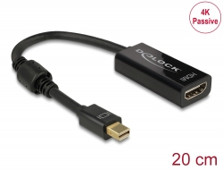 62613 Delock Προσαρμογέας αρσενικού mini DisplayPort 1.2 > θηλυκό HDMI 4K Παθητικός μαύρο