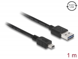 83362 Delock Przewód EASY-USB 2.0 Typu-A, wtyk męski > USB 2.0 Typu Mini-B, wtyk męski, 1 m, czarny