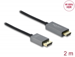 85929 Delock Aktiv DisplayPort 1.4 till HDMI-kabel 4K 60 Hz (HDR) 2 m