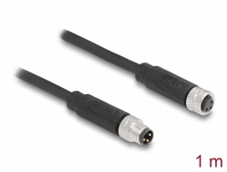 80138 Delock M8 3 pin Cable A-coded male to female PUR (TPU) 1 m