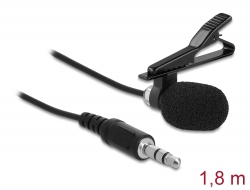 66279 Delock Krawatten Lavalier Mikrofon Omnidirektional mit Clip 3,5 mm Klinkenstecker 3 Pin + Adapterkabel für Smartphone und Tablet