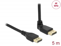 87827 Delock Cablu DisplayPort 1.2 de la tată drept la tată 90° unghiular în sus 4K 60 Hz 5 m fără zăvor