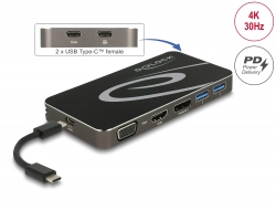 87773 Delock USB Type-C™ 3.2 Dockingstation 4K HDMI   DP / 1080p VGA, USB Hub und PD 3.0