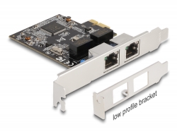 88615 Delock PCI Express x1-kort till 2 x RJ45 Gigabit LAN
