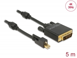 85637 Delock Kabel mini DisplayPort 1.2 Stecker mit Schraube > DVI Stecker 4K 30 Hz Aktiv 5 m schwarz