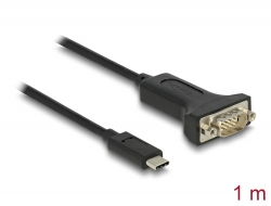 64195 Delock Adaptor USB Type-C™ la 1 x Serial RS-232 D-Sub 9 pini tată cu piulițe 1 m