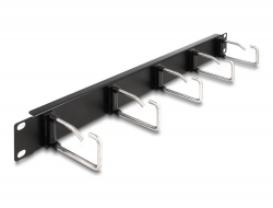 66918 Delock 19″ Cable Management Routing Panel with 5 metal hooks 1U black
