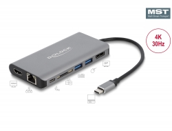 87683 Delock USB Type-C™ dokkolóállomás 4K - HDMI / DP / USB / SD / LAN / PD 3.0