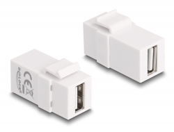 87830 Delock Keystone modul, USB 2.0 A-csatlakozóhüvely > USB 2.0 A-csatlakozóhüvely, fehér